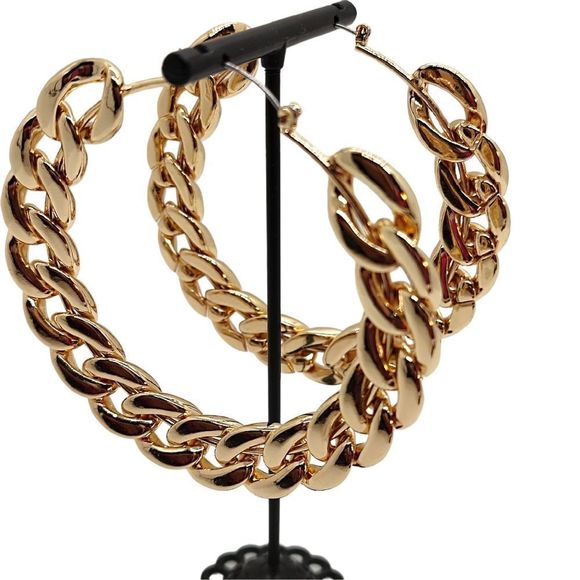 INC Chain Link Hoop Earrings - Picture 2 of 4